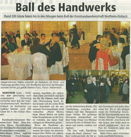 Quelle: leinetal24 (Anzeigeblatt Die Eule, Ausgabe vom 03.03.2013) - Ball der Kreishandwerkerschaft Northeim-Einbeck
